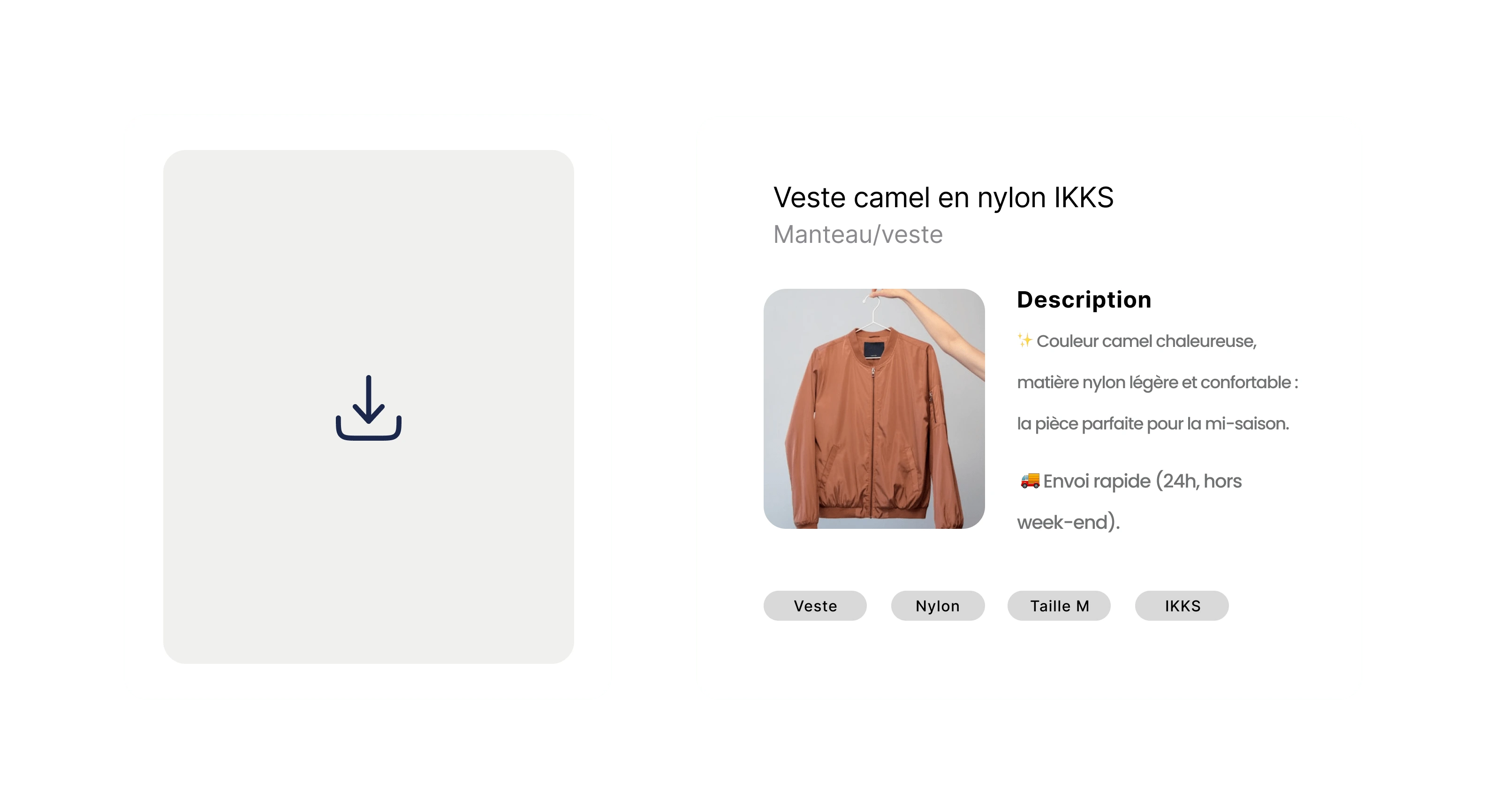 Fiche produit automatisée par l'IA DressKare