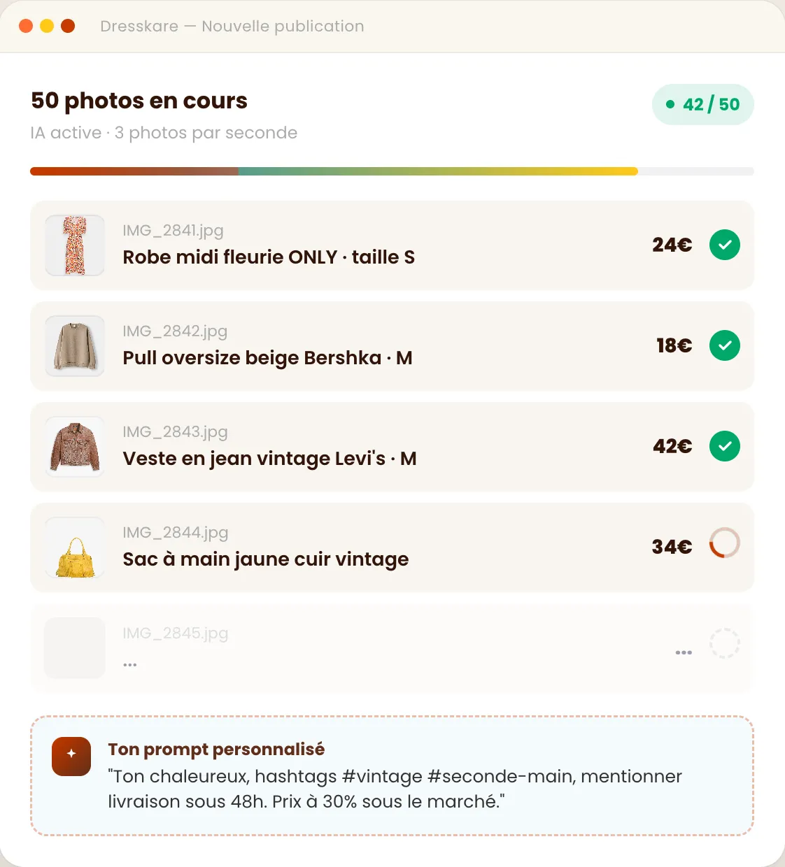 DressKare - Mise en ligne en masse